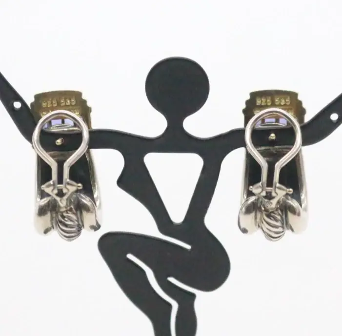 Thumbnail: David Yurman Renaissance Cable Shrimp Sterling & 14K Gold Amethyst Earrings