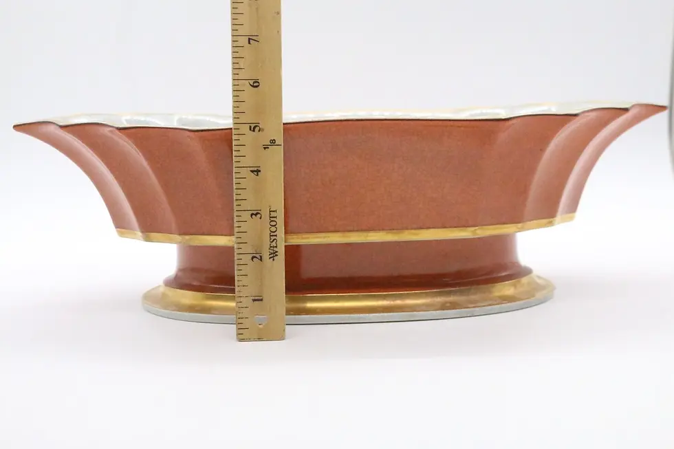 Thumbnail: Royal Copenhagen Crackled Pattern Red Scalloped Edge Octagonal Dish Circa 1925