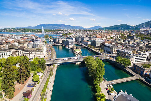 Aerial view of Leman lake - Geneva city