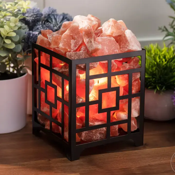 Himalayan Salt Square Basket Lamp