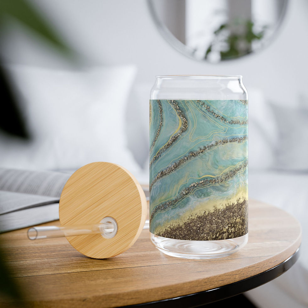 Thumbnail: Sipper Glass, with Glass Straw - Serene River