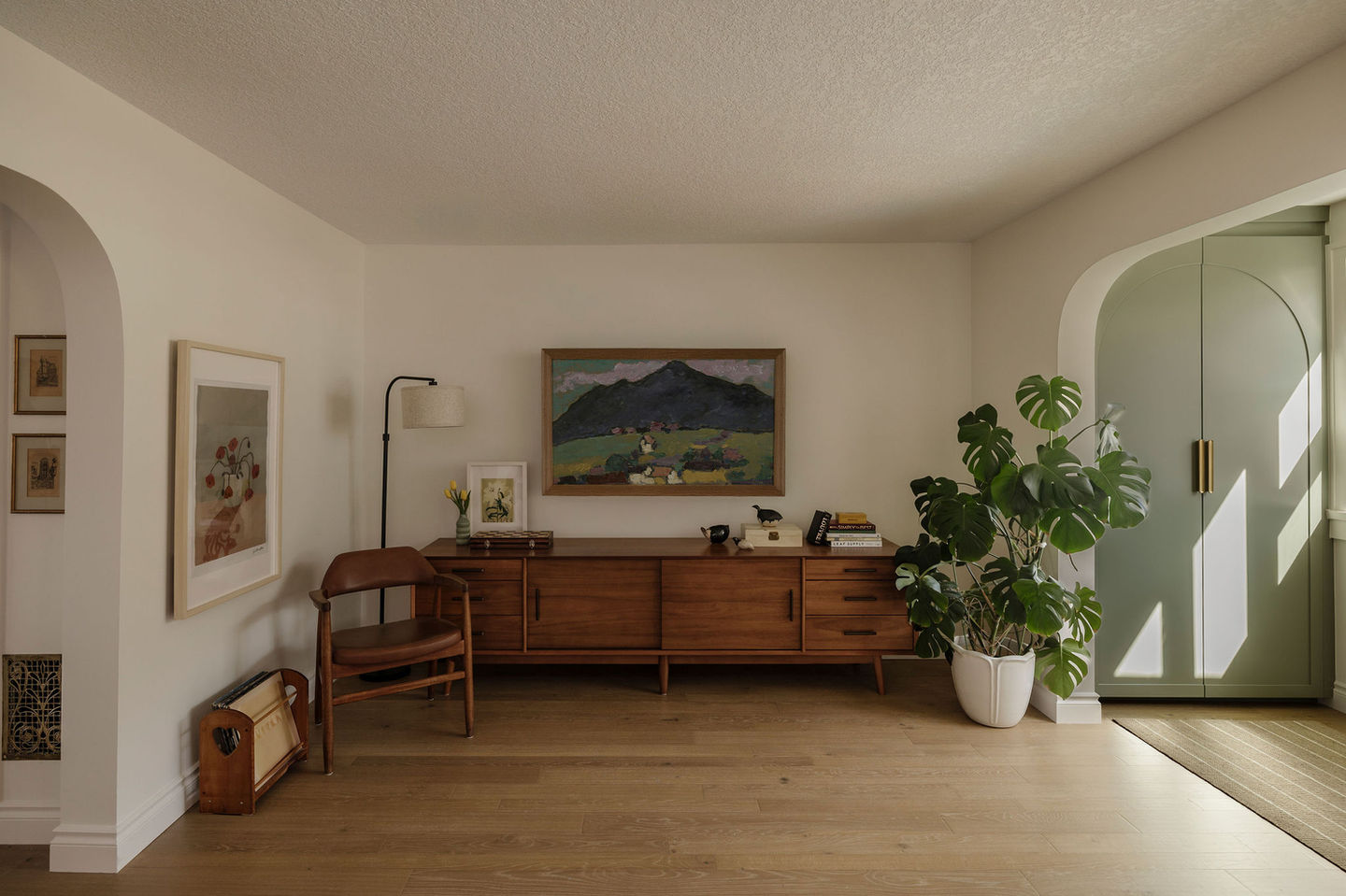 Mid century modern media cabinet and living room