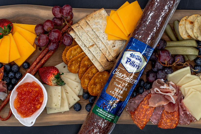 Pillars Meats label with charcuterie