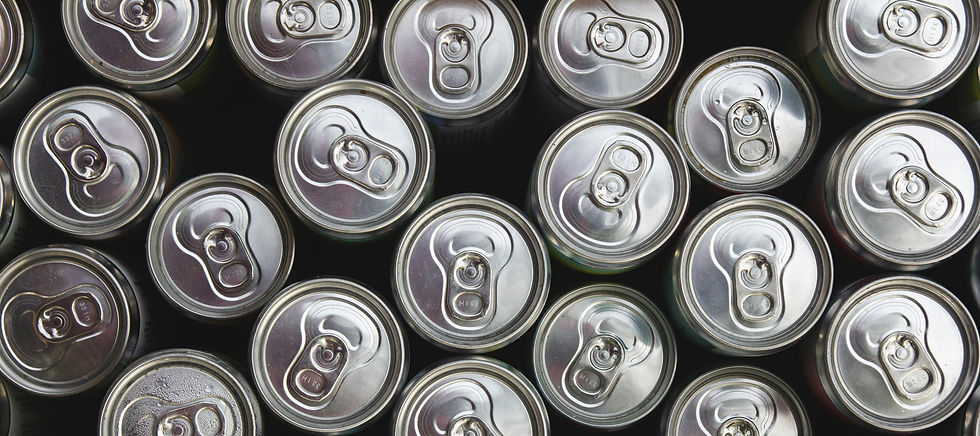 top view of several aluminum cans