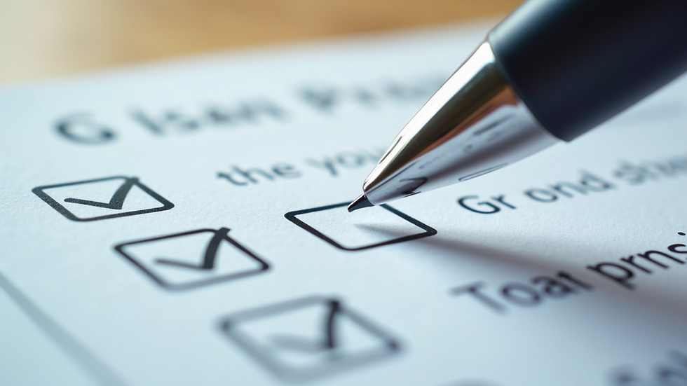 Close-up of a checklist with visa application steps and a pen