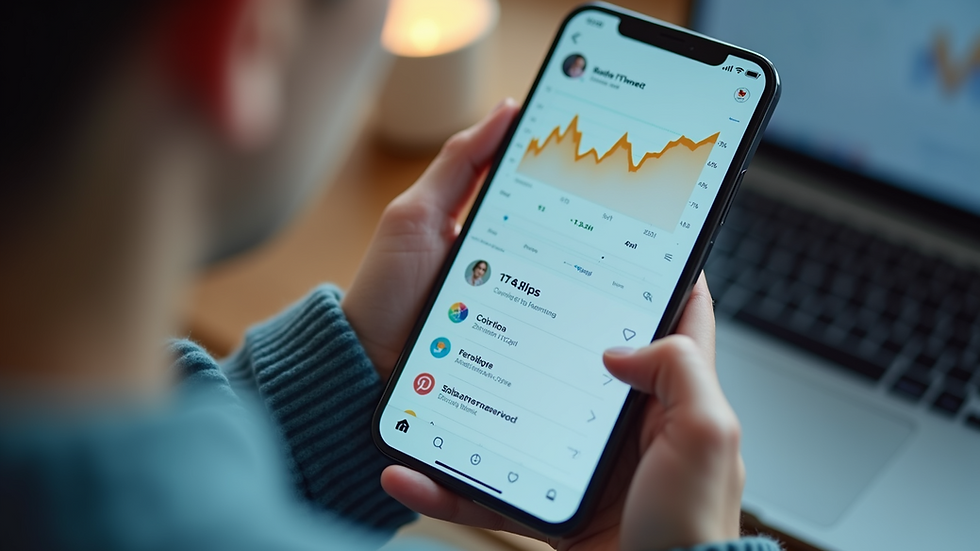 Close-up view of a smartphone displaying social media engagement metrics
