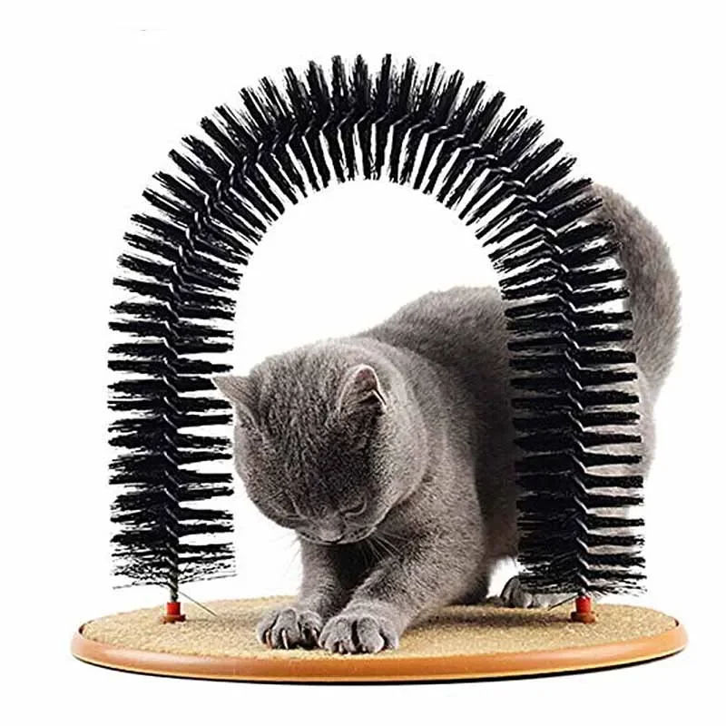 Thumbnail: Cat Toy Arch Self Groome Pamper Feline with A Massage Grooming Rubbing Brush wit