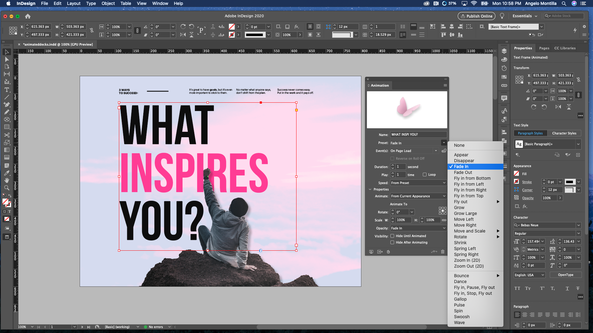 Create Animated Deck Slides In Adobe InDesign