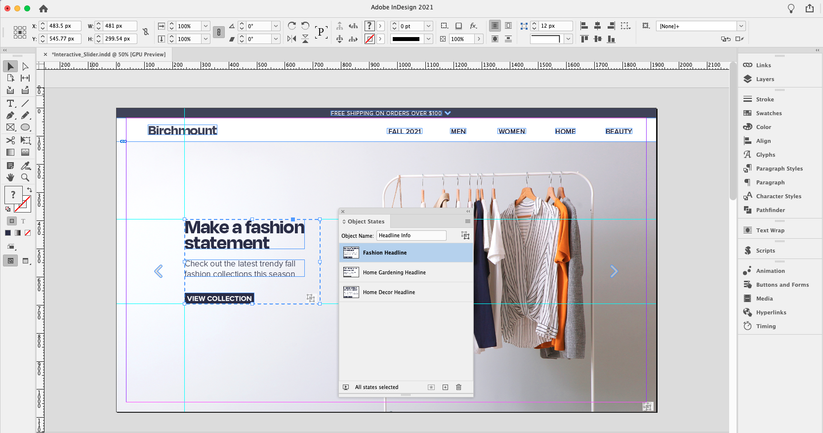 Learn how to create an interactive image slide in Adobe InDesign