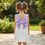 Thumbnail: Girls White Bow Back Dress with Lavender Ruffle, Handmade Social occasions Dress