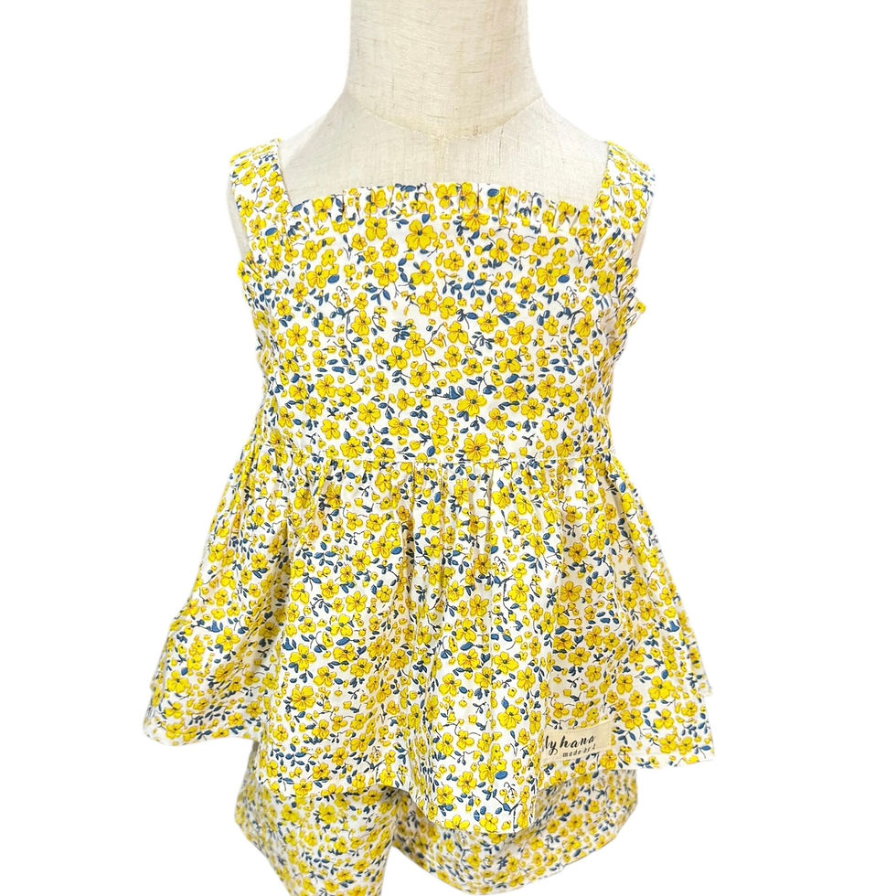 Thumbnail: Handmade Yellow Floral Top & Shorts Set | Soft Cotton Blend Kids Outfit – Lilyha