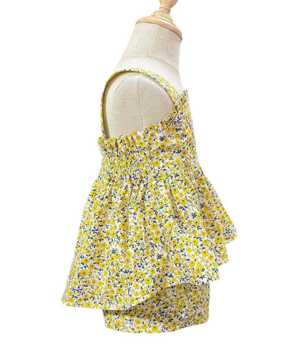 Thumbnail: Handmade Yellow Floral Top & Shorts Set | Soft Cotton Blend Kids Outfit – Lilyha