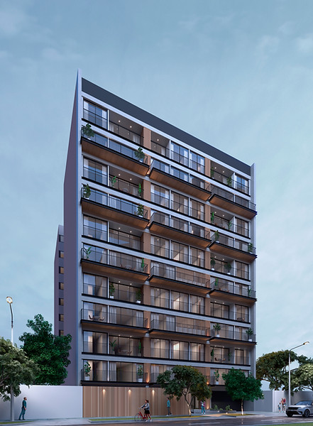 Fachada elegante en exclusivo proyecto de Gonzales de la Rosa, San Isidro