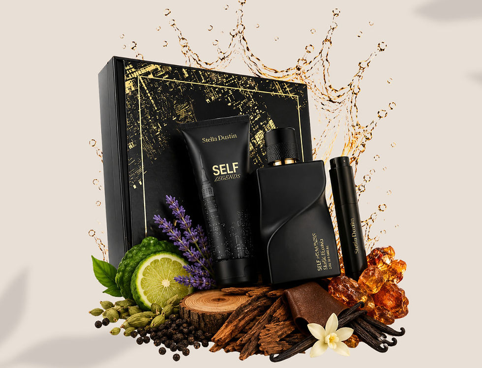 Set de loción y splash negros con ingredientes naturales