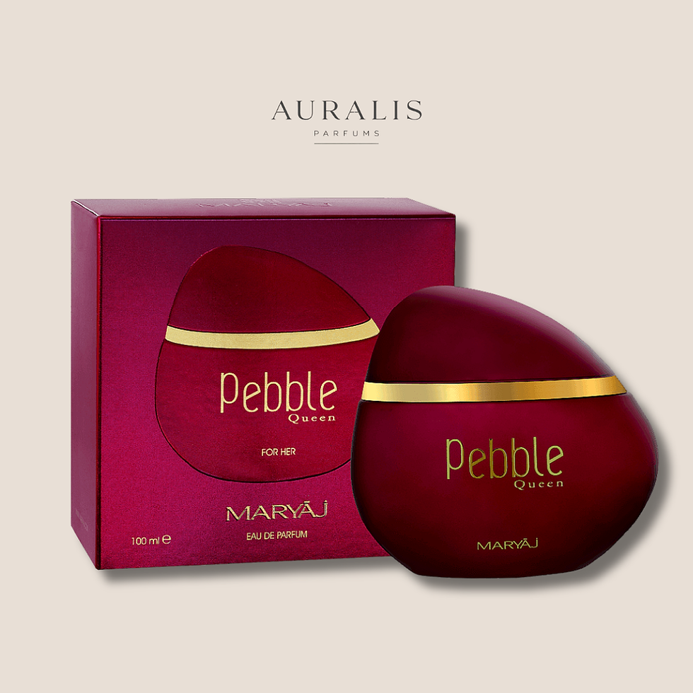 Frasco y caja de perfume Pebble Queen de Auralis