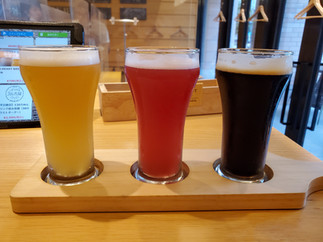 Beer flight at Moon and Sun Craft Beer (Miredo location), Sapporo, Hokkaido Japan
