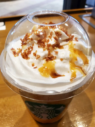 Yaki Imo Brulee frappuccino blended cream (top) from Starbucks Japan