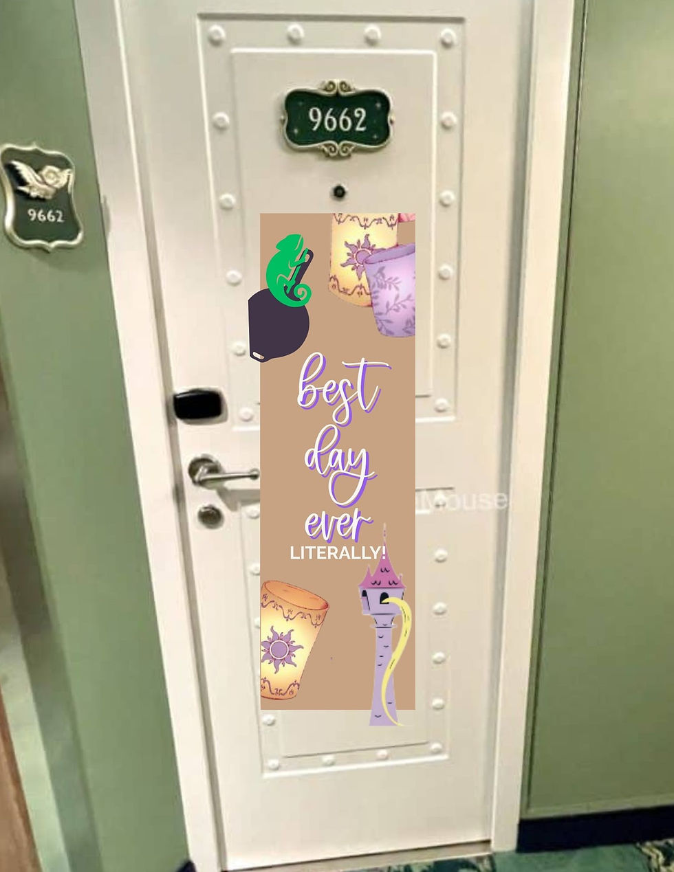 Thumbnail: Vertical Disney Cruise door banner with custom lettering, designed to fit a stateroom door.