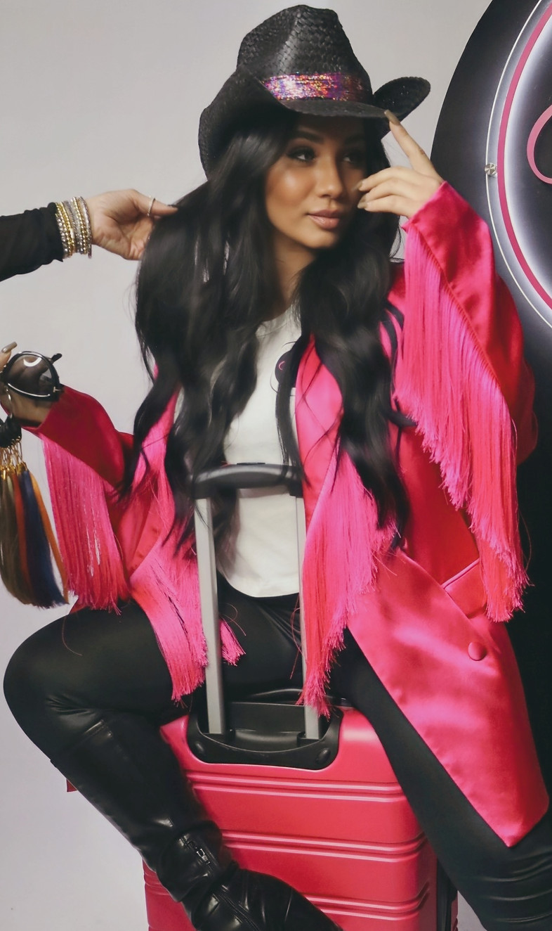 Cute girl wearing hair extensions