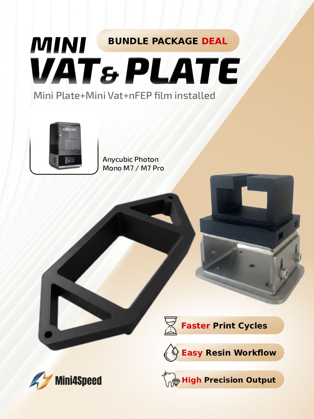 Conjunto de mini cuba e prato para Anycubic M7 / M7 Pro