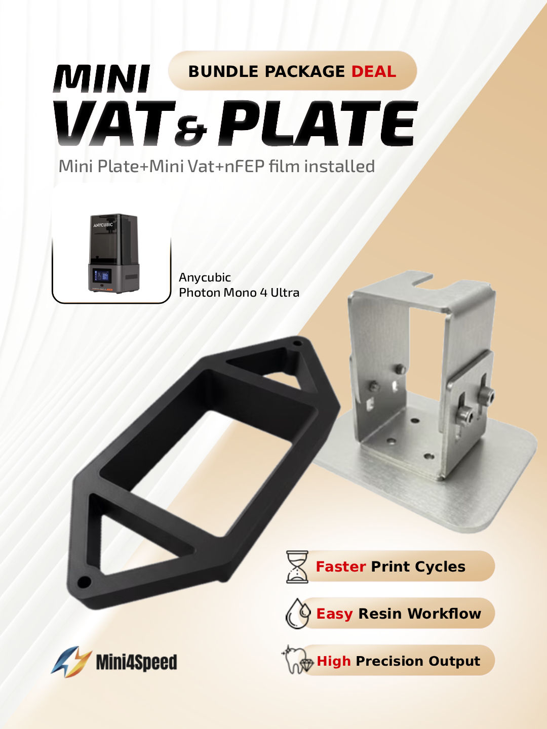 Mini cubeta y plato para Anycubic Mono 4 Ultra