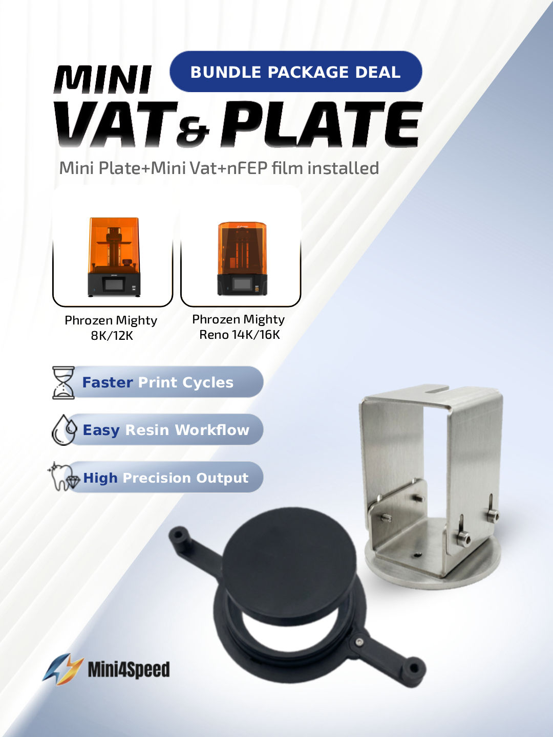 Phrozen Sonic Mighty 8K/12K/14K Revo için Özel Mini Tank + Plaka Paketi