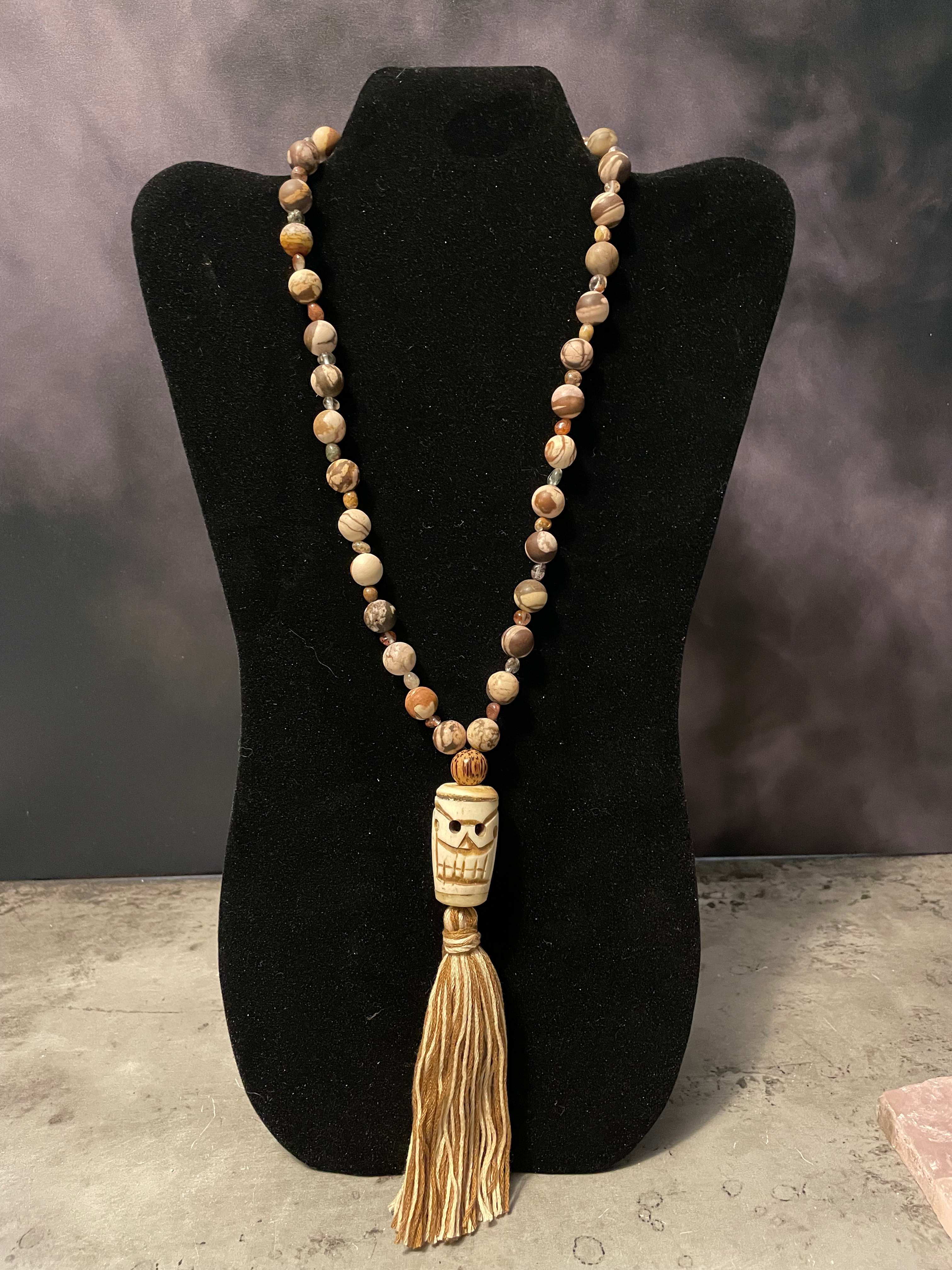 Zebra Jasper and Buffalo Bone Energy Necklace