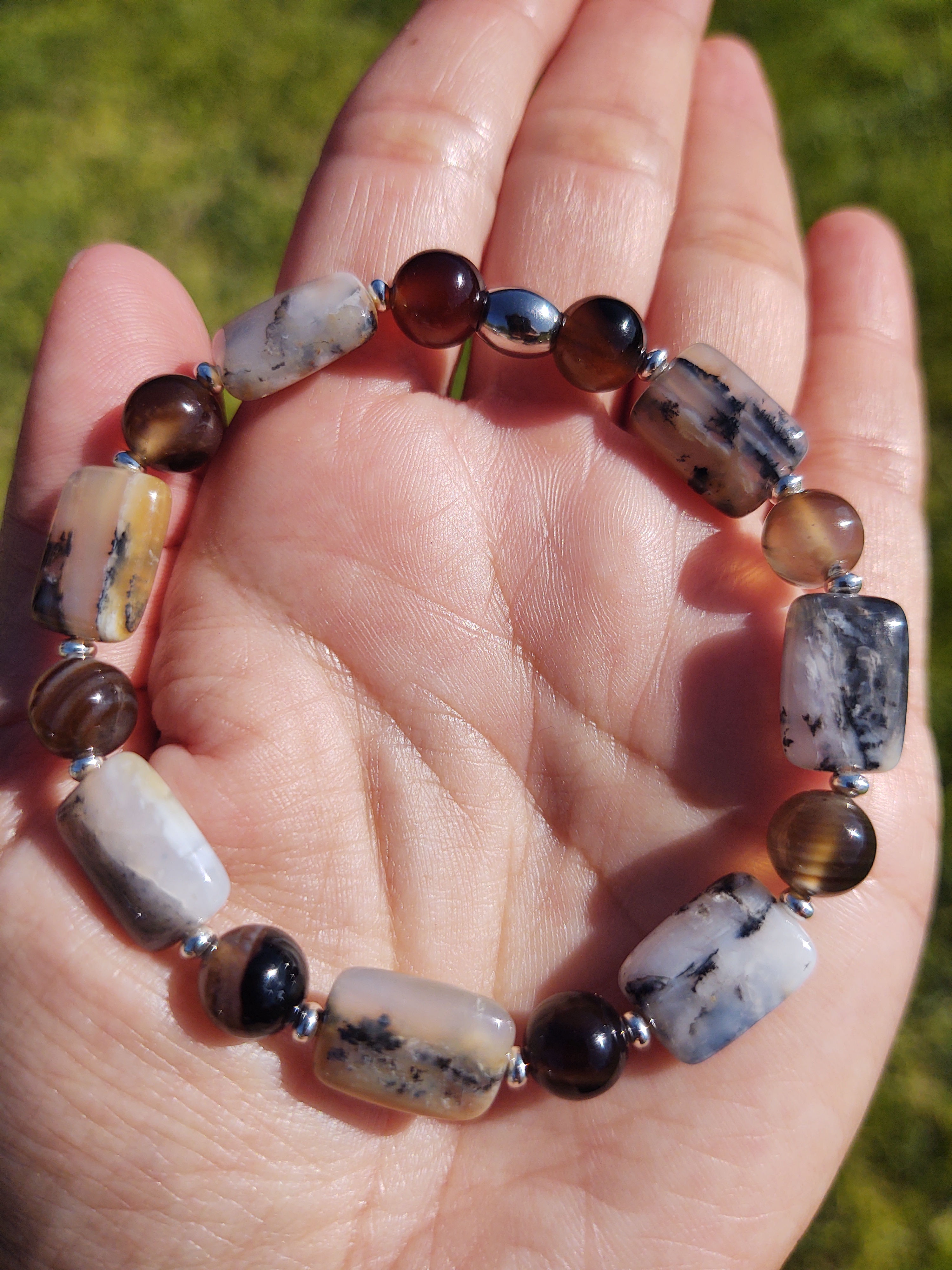 Dendritic Agate and Sardonyx Energy Bracelet