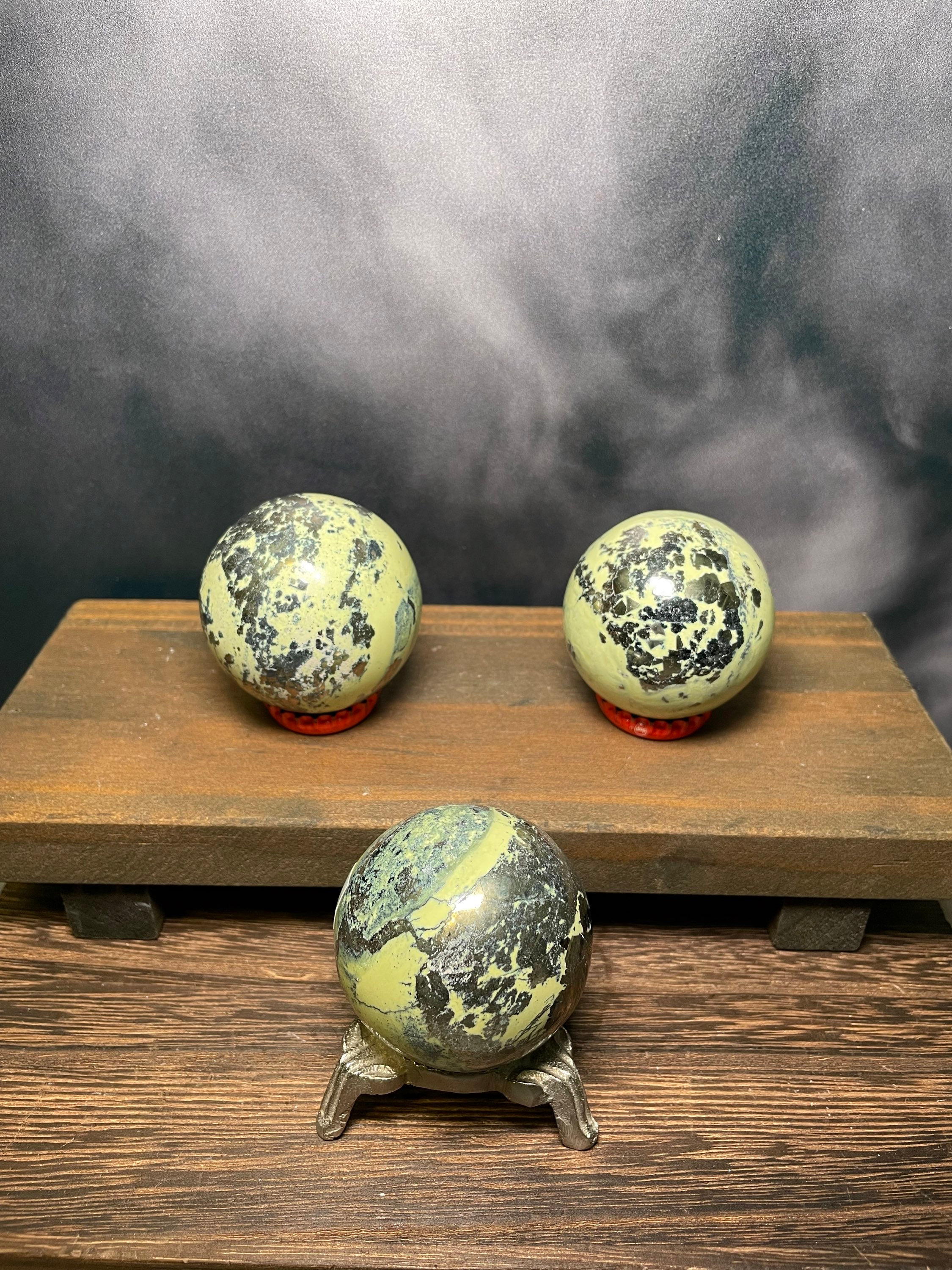 Serpentine and Pyrite Spheres