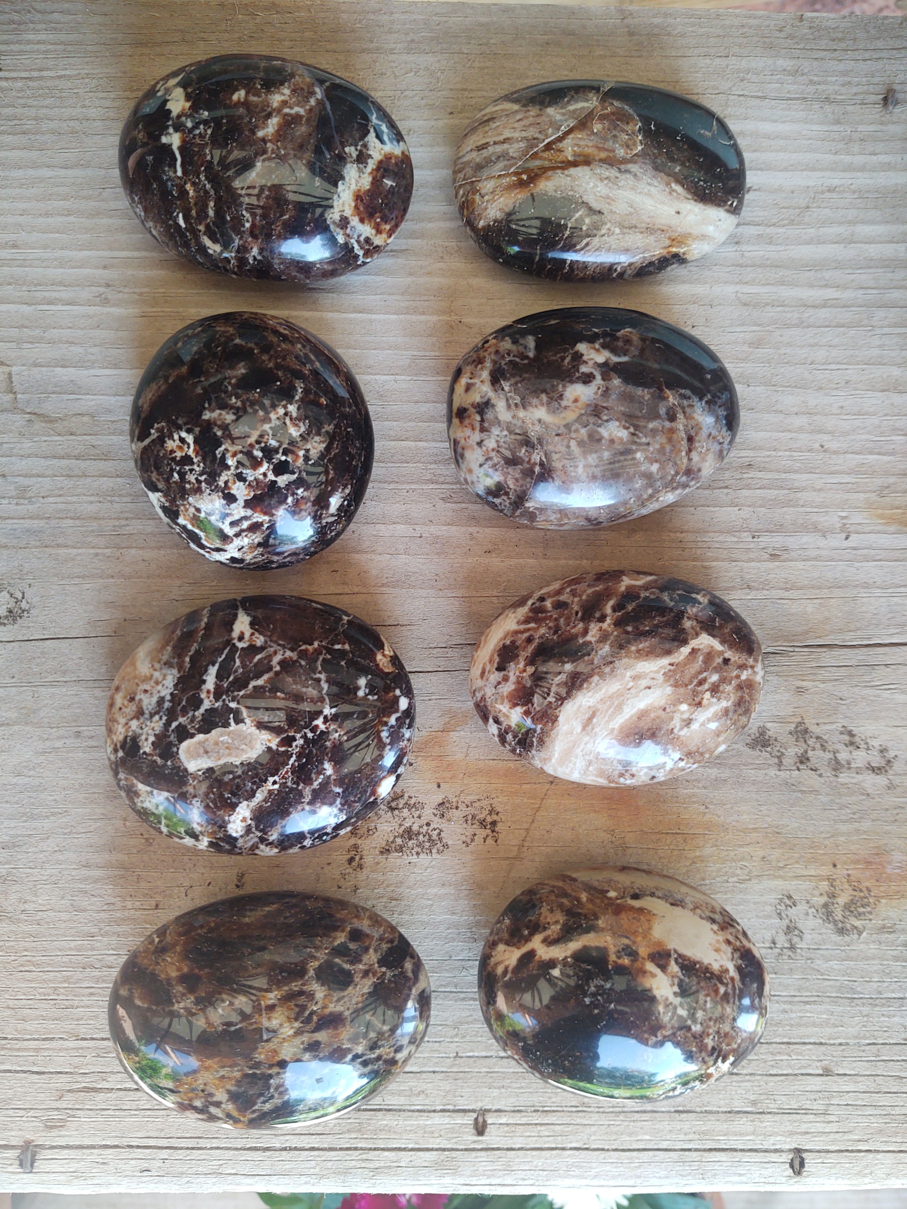 Large Black Opal Palm Stones