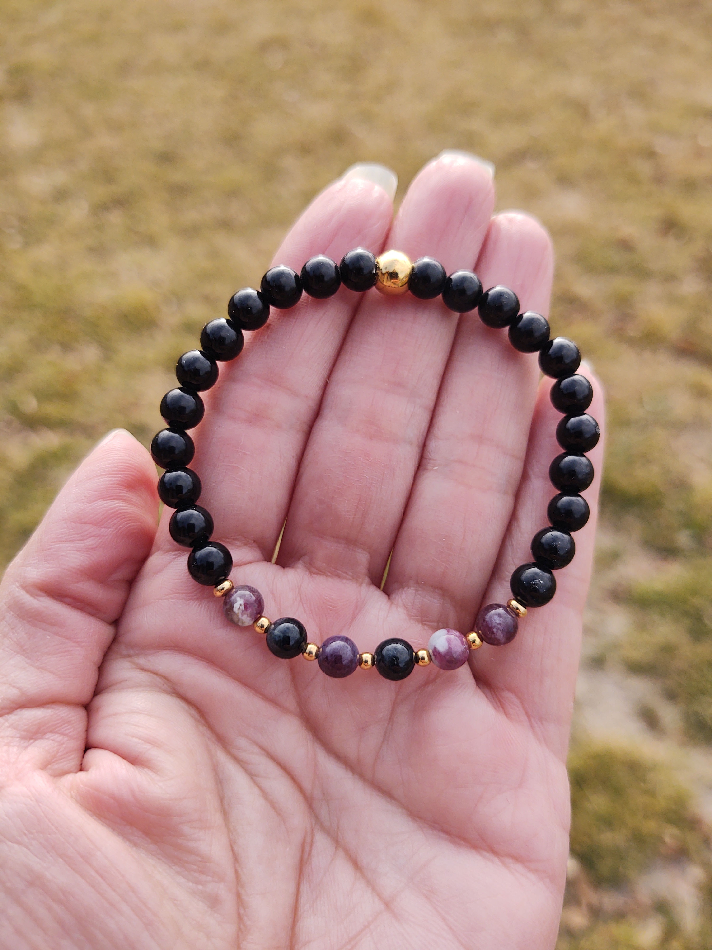 Red Sapphire and Black Tourmaline Energy Bracelet