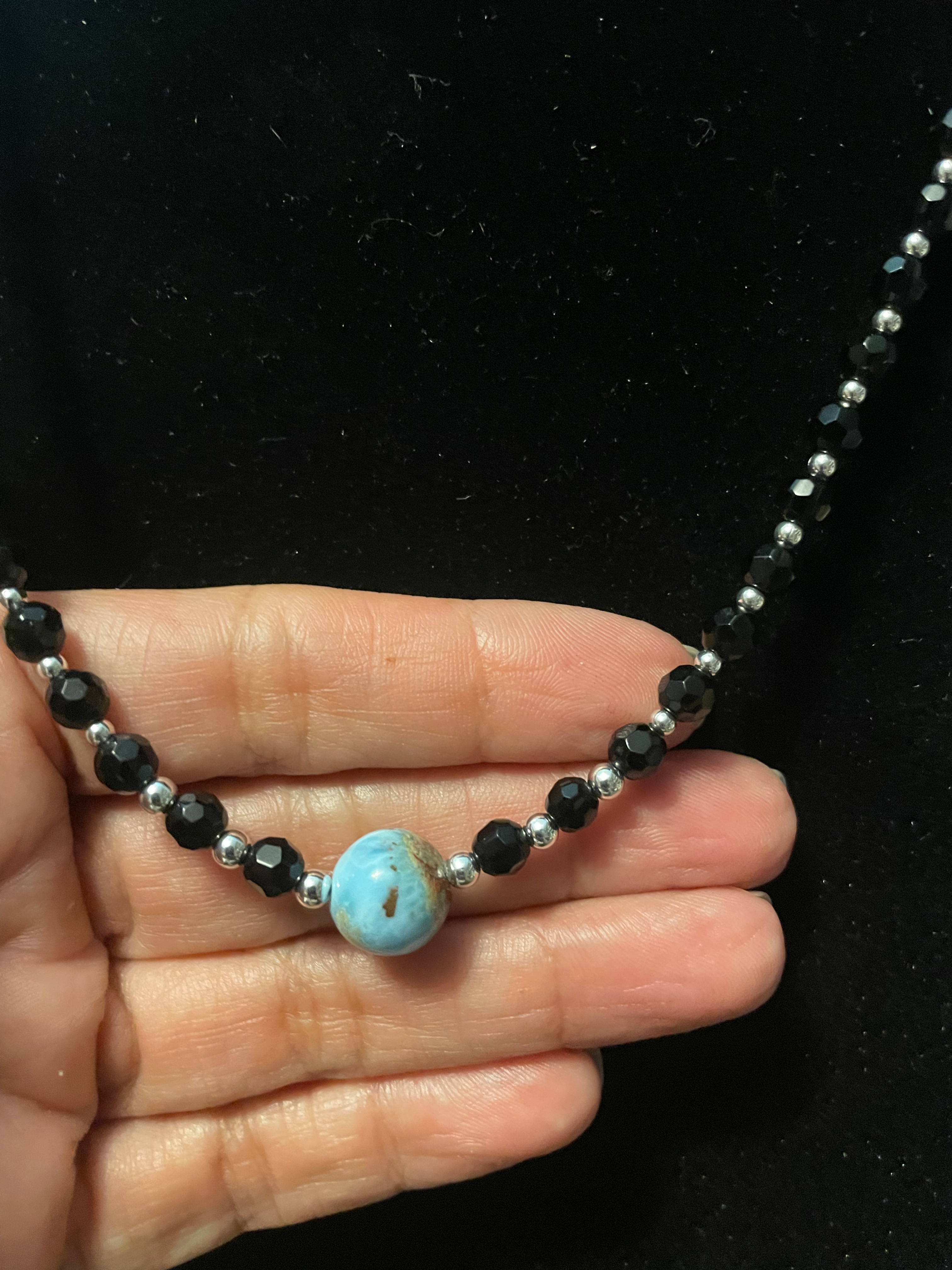 Larimar and Black Onyx Energy Necklace 