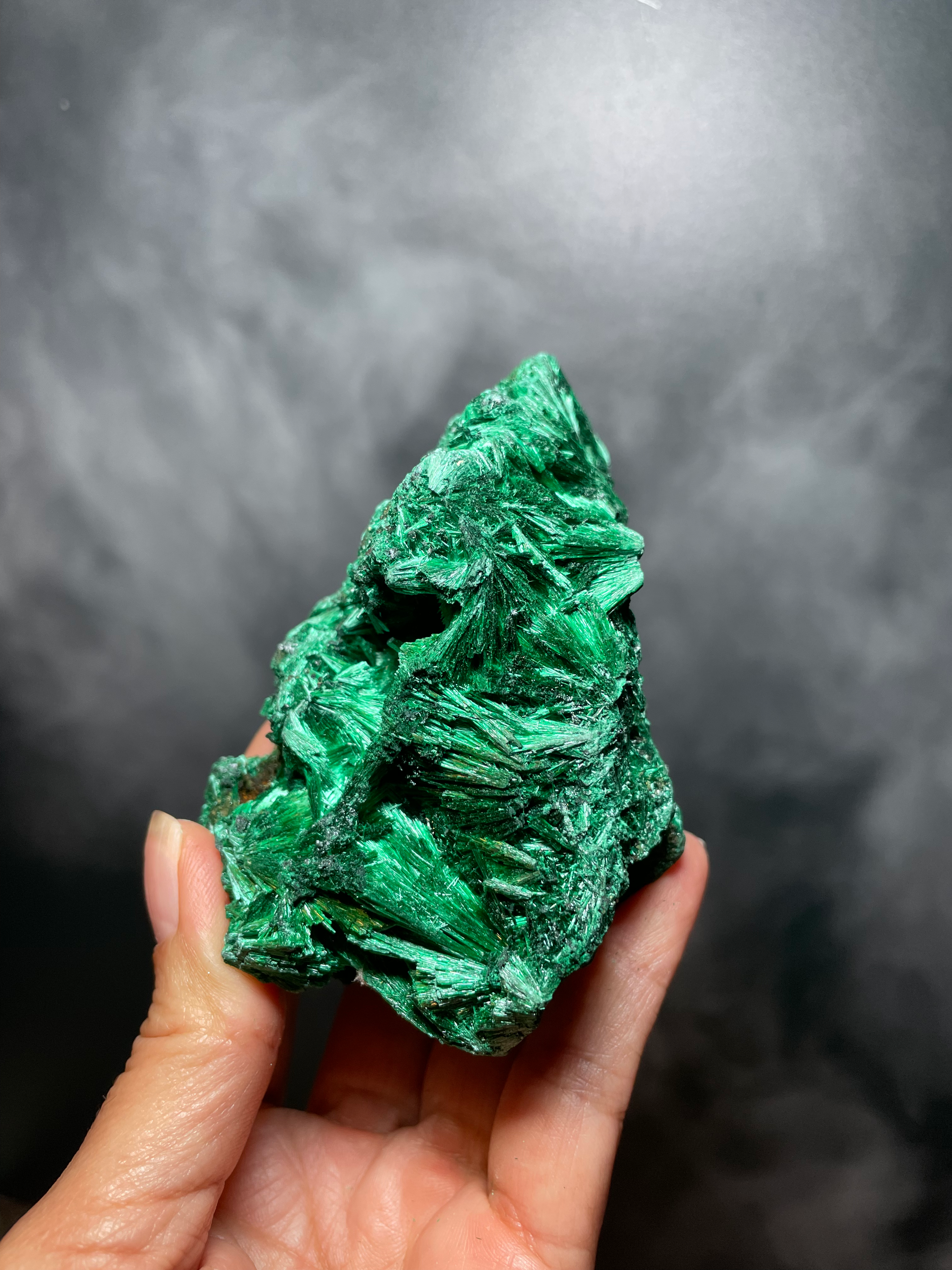 Raw Fibrous Malachite