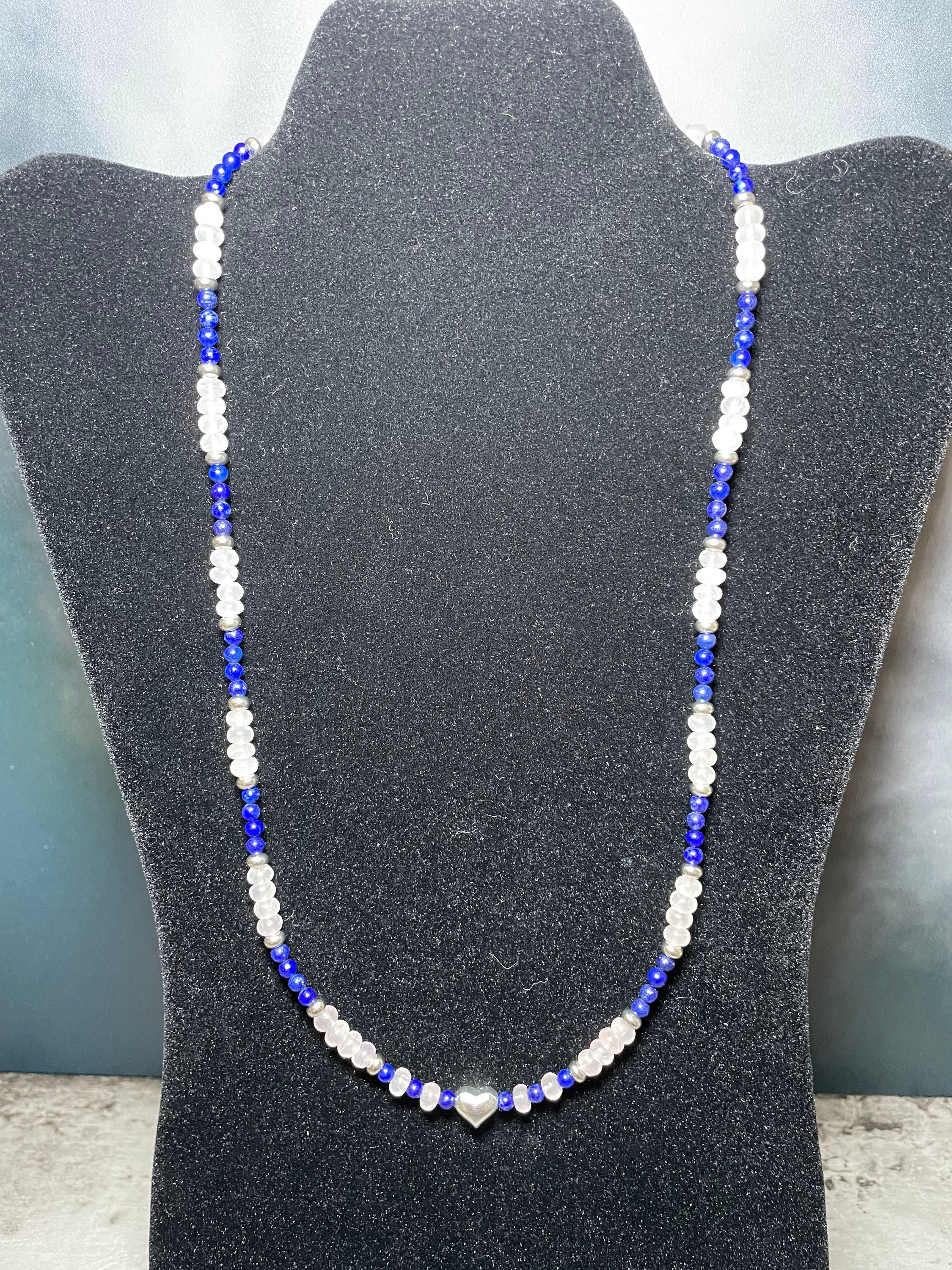 Rose Quartz and Lapis Lazuli Energy Necklace 