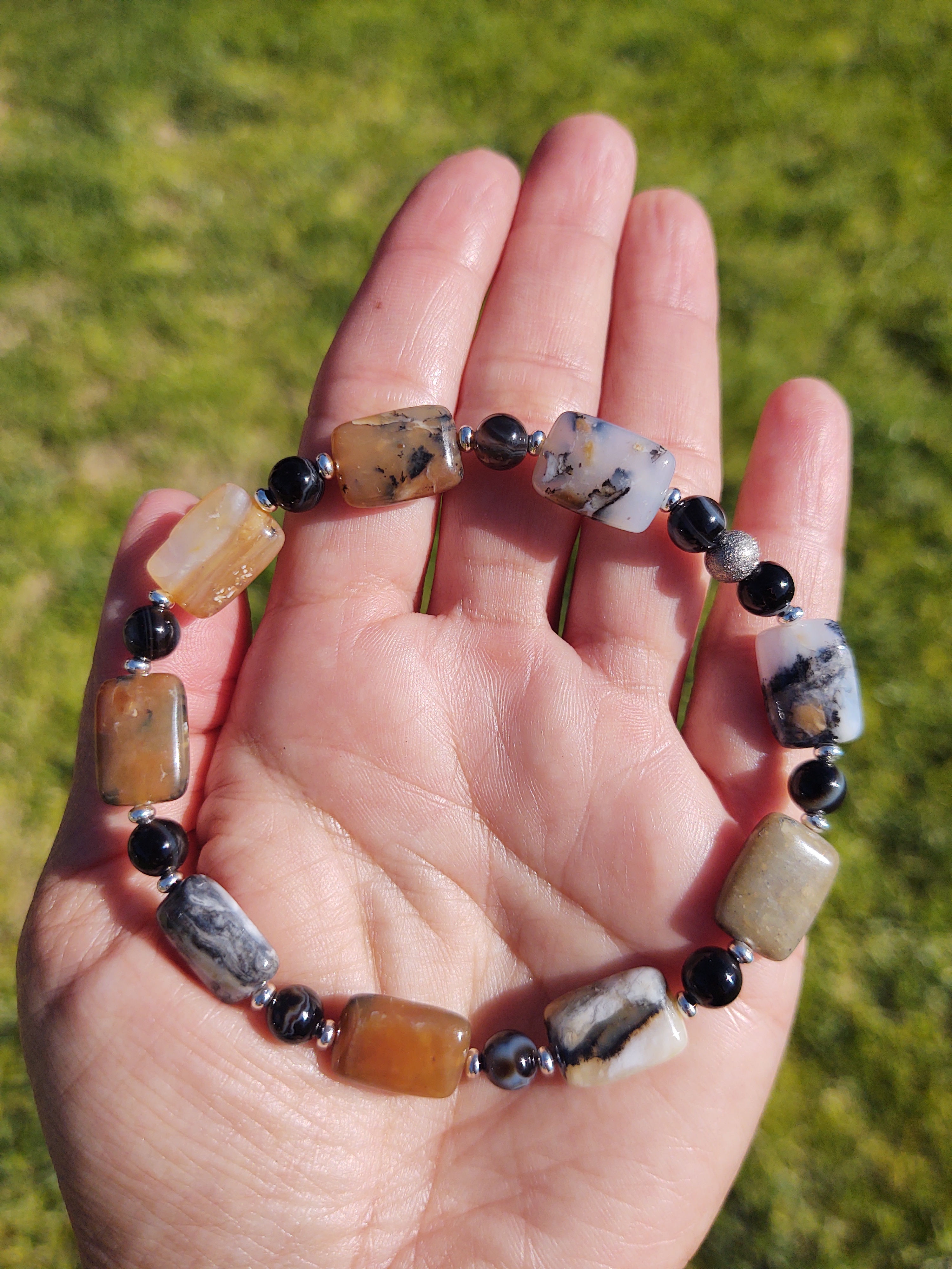 Dendritic Agate and Sardonyx Energy Bracelet