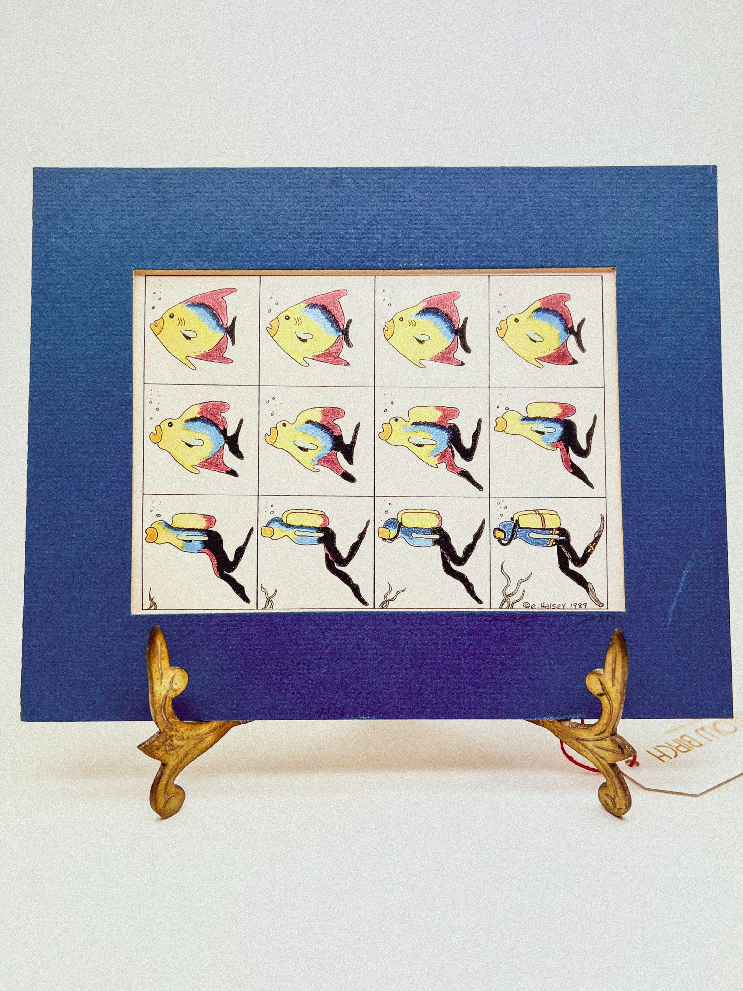 1989 Fish Evolution Print Artist Signed Halsey