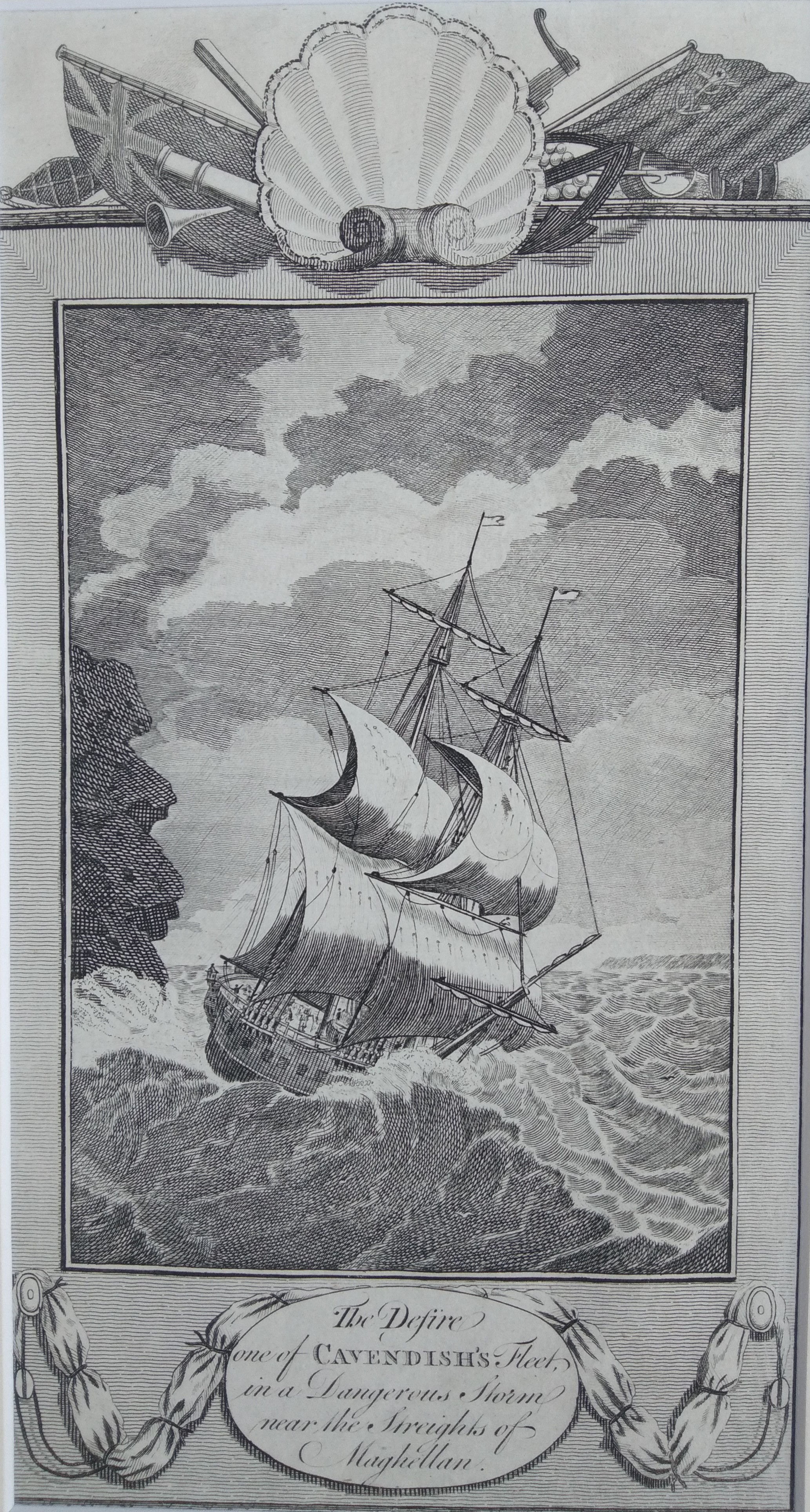 Ships Cavendisth - Copper Plate Engraving C. 1780