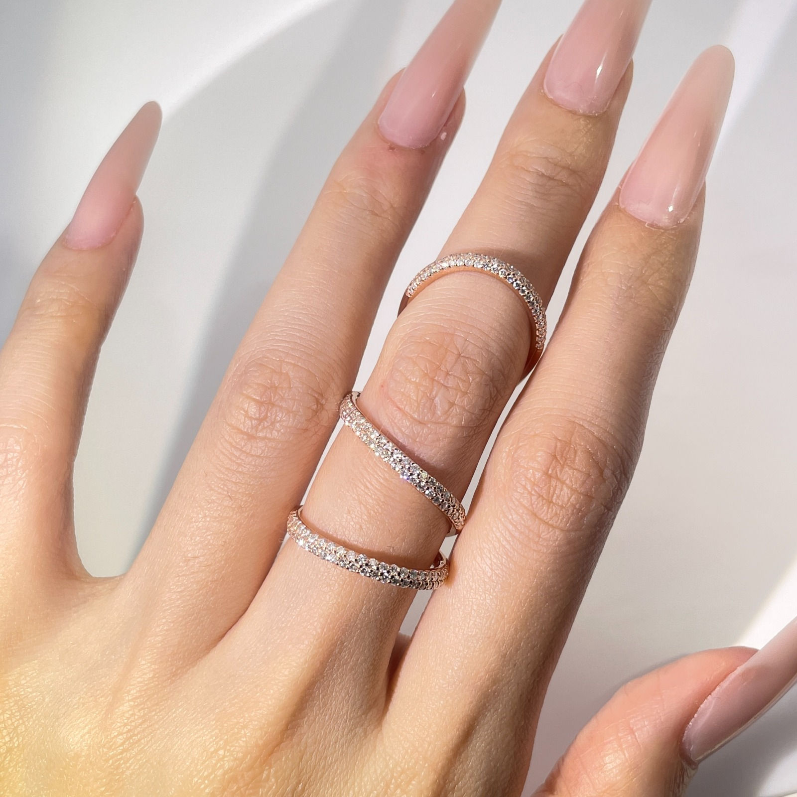 Diamond triple pave ring