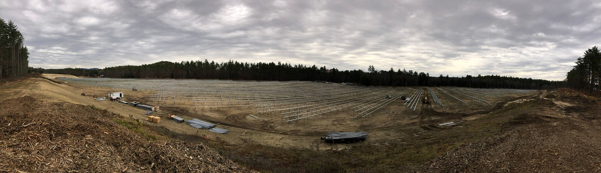 Site view looking north across the racking, courtesy of Norwich Solar.