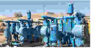 Piston-actuated diaphragm pump in an aboveground outside service in a copper mine