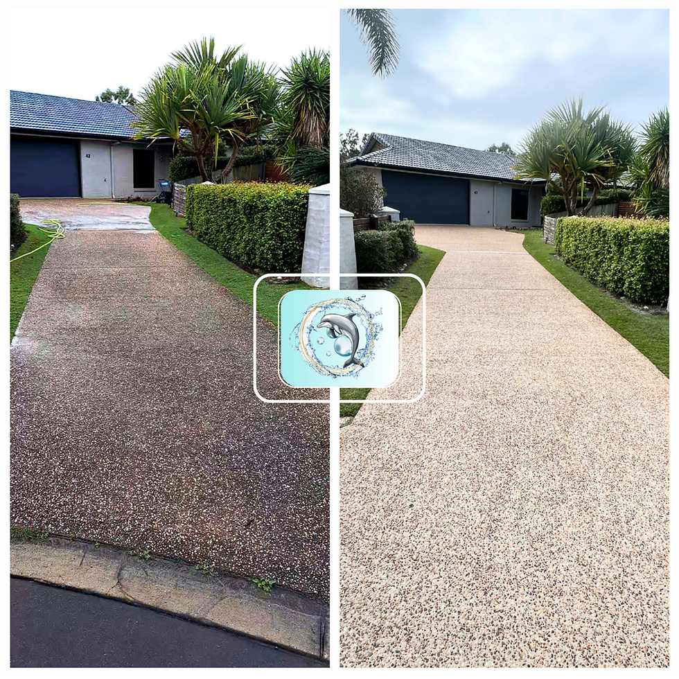 driveway before and after dirty and clean by pressure washing services