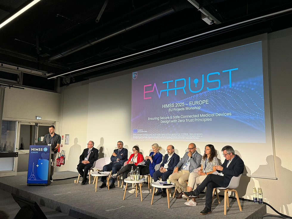 Thanos Arvanitidis presenting the ENTRUST project at the EU Projects Workshop, HIMSS.