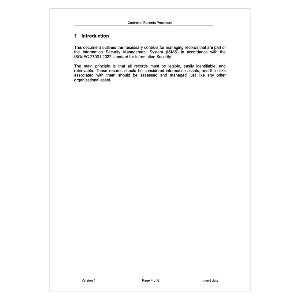 Thumbnail: ISO 27001 Control of Records Procedure