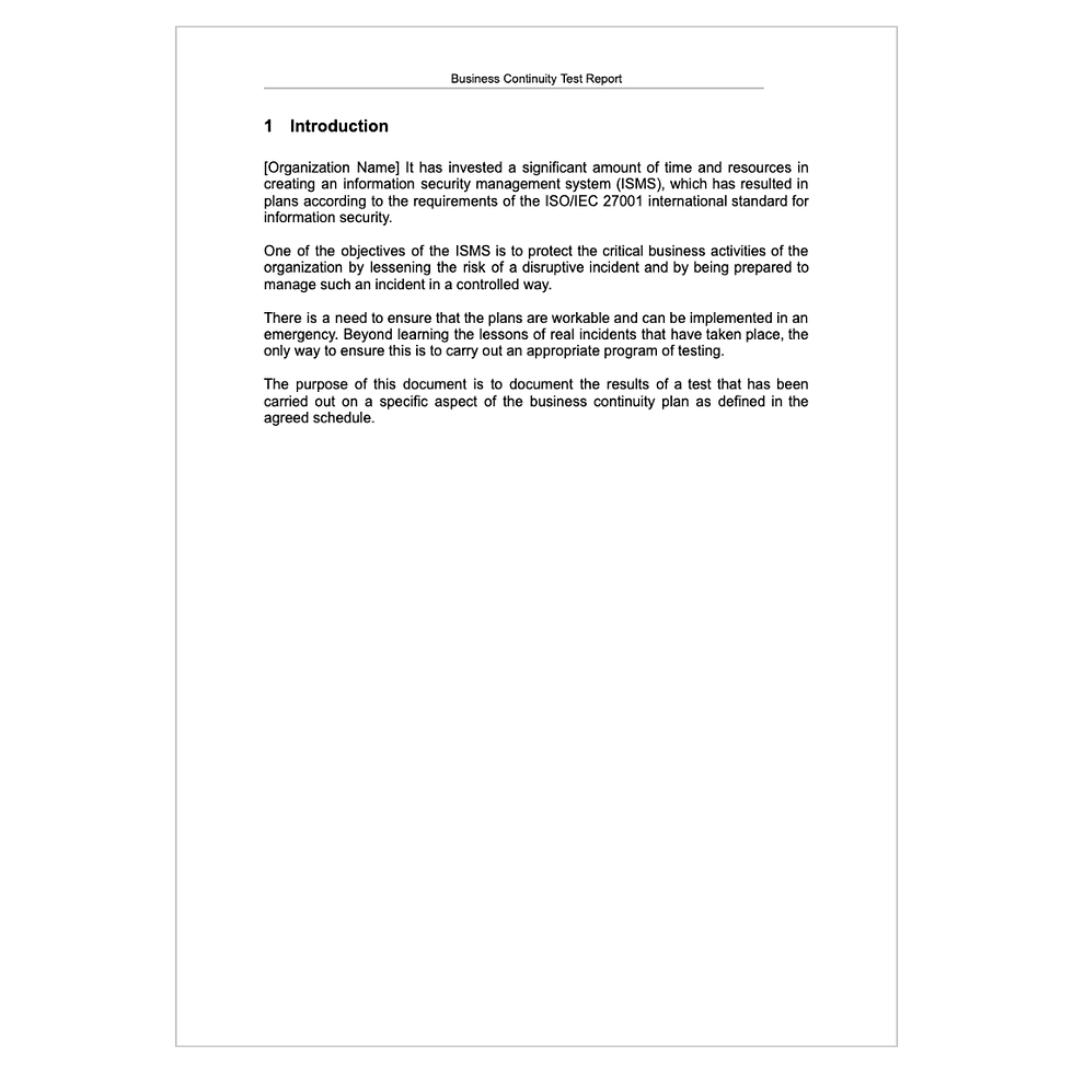 Thumbnail: ISO 27001 BCP Test Report