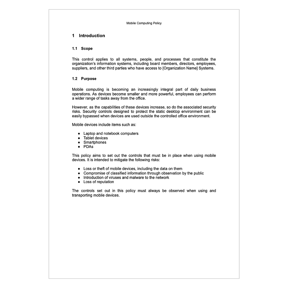 Thumbnail: ISO 27001 Mobile Computing Policy