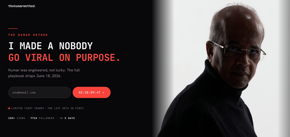 The kumar method website isn't owned by Kumar. he claims to not have a website.