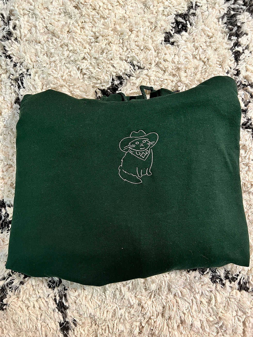 Thumbnail: Embroidered Cowboy Cat Hoodie