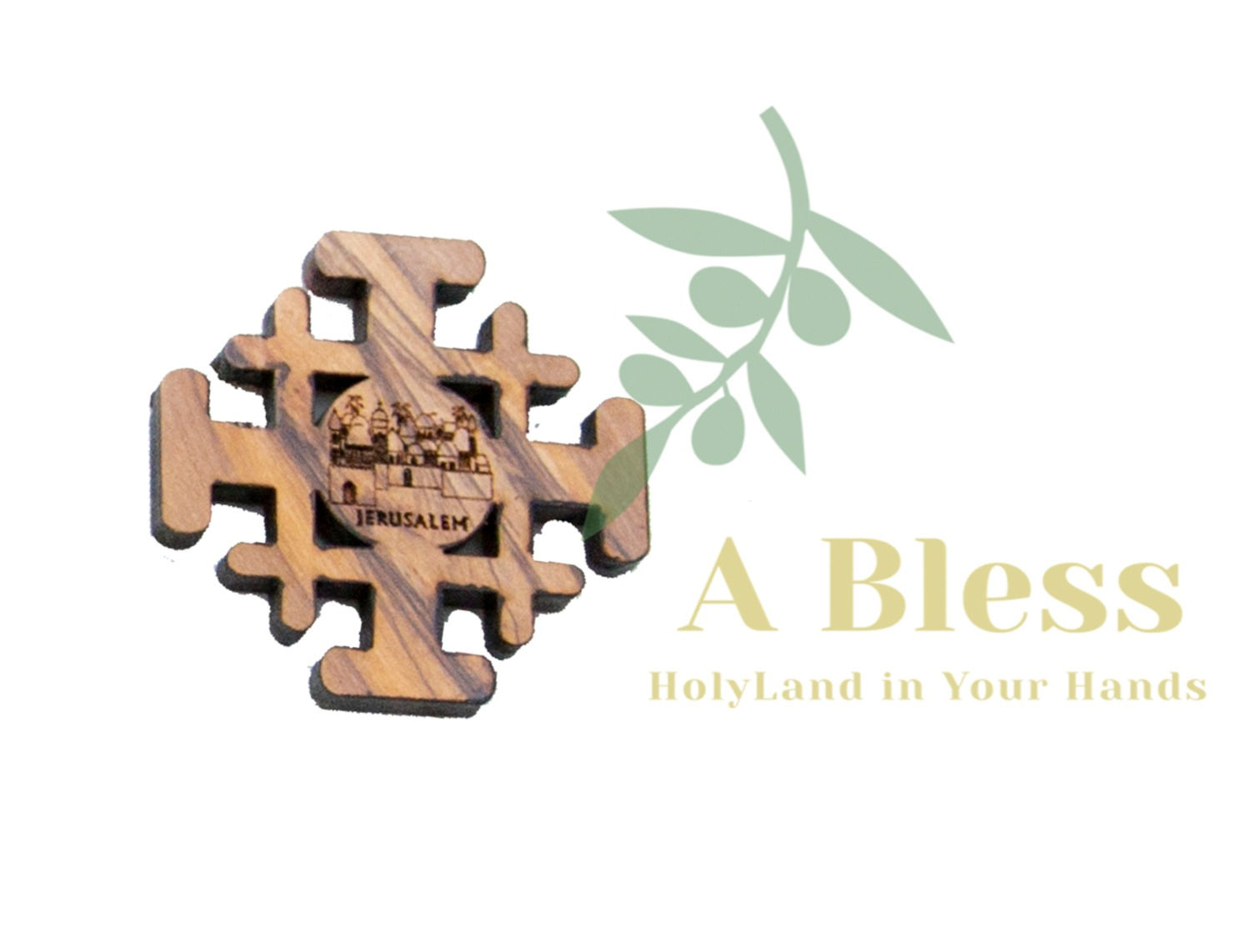 Olive wood Jerusalem  Cross Magnet