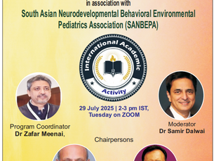 International Academic Activity- 29 July 2025 | 2-3 pm IST; Tuesday on ZOOM