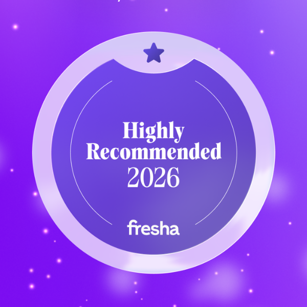 Fresha Highly Recommended 2026 award badge for PUREGLAM Beauty